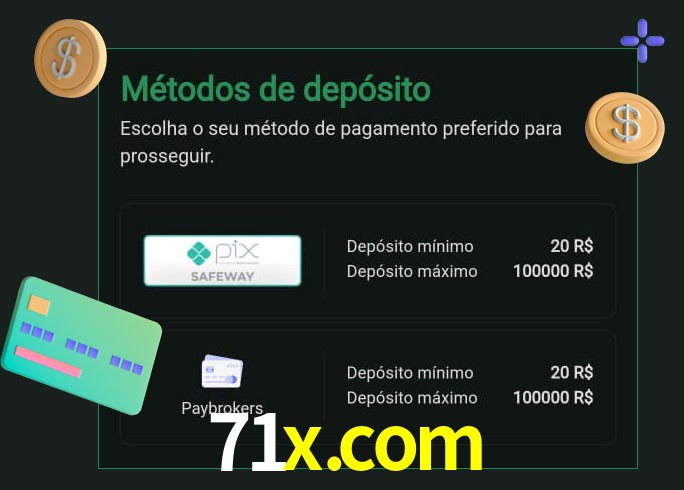 O cassino 71x.com oferece uma grande variedade de métodos de pagamento